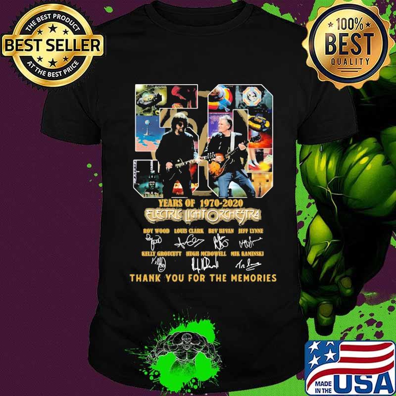50 years of 1970 2020 electric light orchestra thank you for the memories signatures shirt