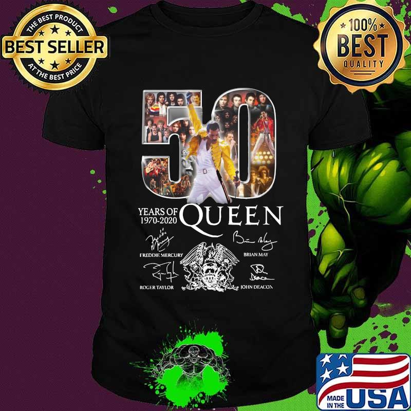 50 years of 1970 2020 queen band members signatures shirt