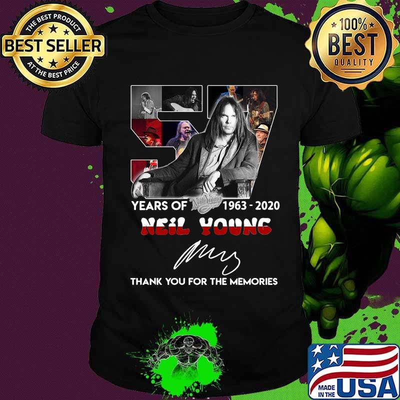 57 years of 1963 2020 neil young thank you for the memories signatures shirt