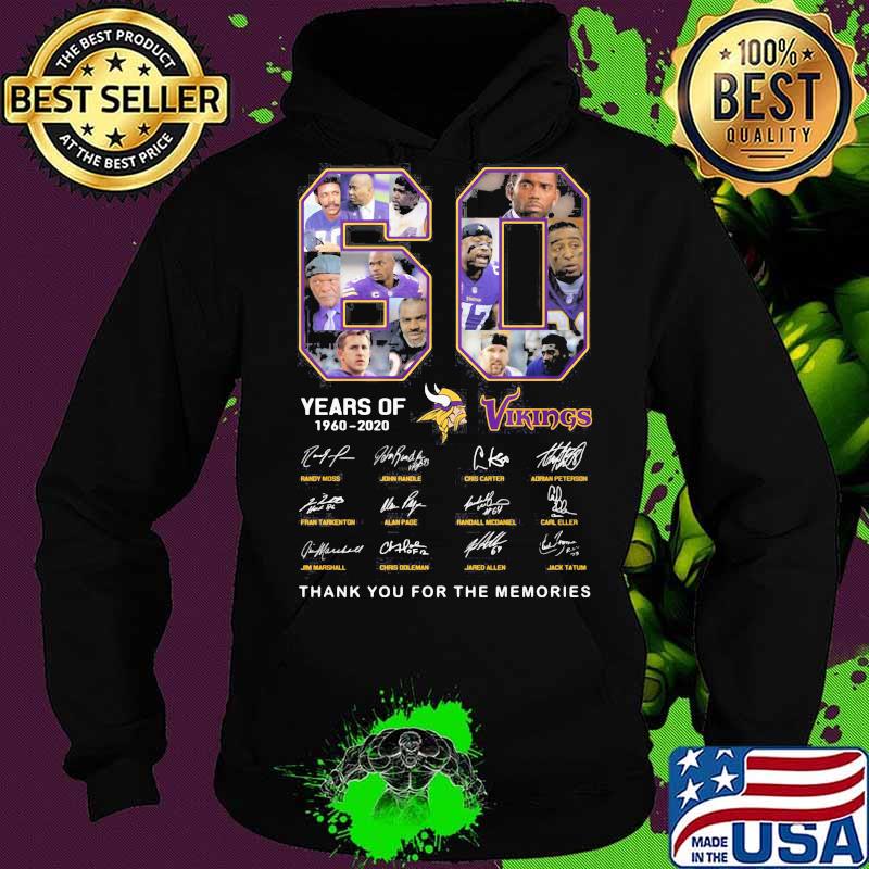 60 years of 1960 2020 minnesota vikings thank you for the memories signatures s Hoodie 60 years of 1960 2020 minnesota vikings thank you for the memories signatures s Hoodie