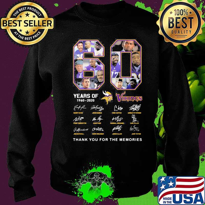 60 years of 1960 2020 minnesota vikings thank you for the memories signatures s Sweater 60 years of 1960 2020 minnesota vikings thank you for the memories signatures s Sweater