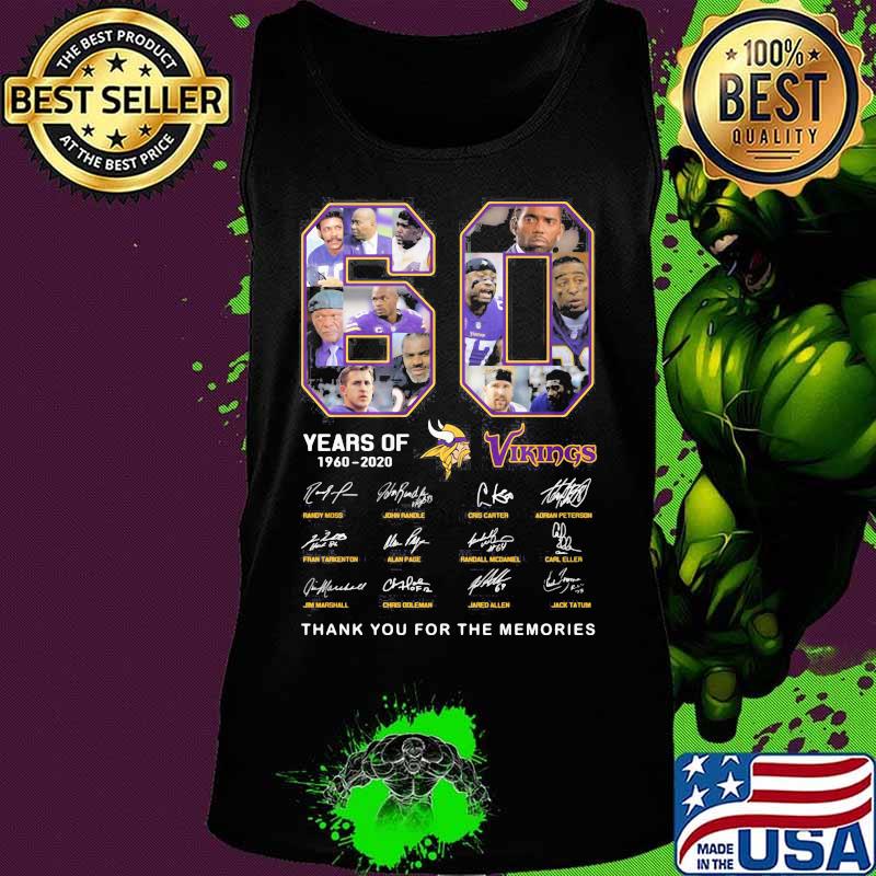 60 years of 1960 2020 minnesota vikings thank you for the memories signatures s Tank top 60 years of 1960 2020 minnesota vikings thank you for the memories signatures s Tank top