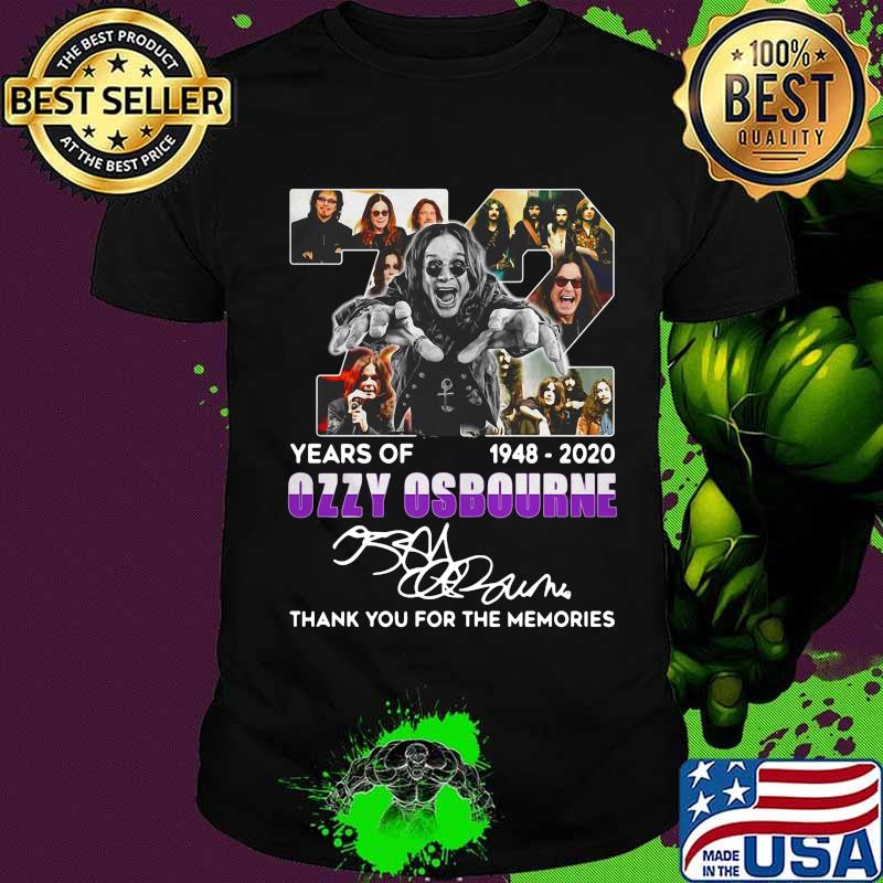 72 years of 1948 2020 ozzy osbourne thank you for the memories signature shirt
