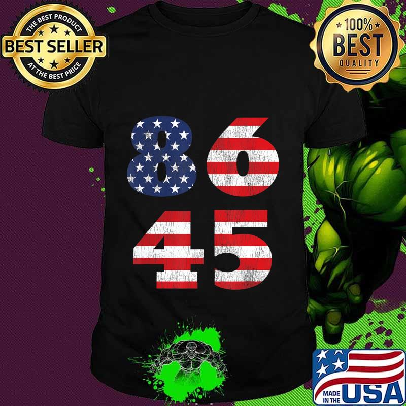 8645 Vintage Weathered American Flag 2020 Anti Trump Biden T-Shirt