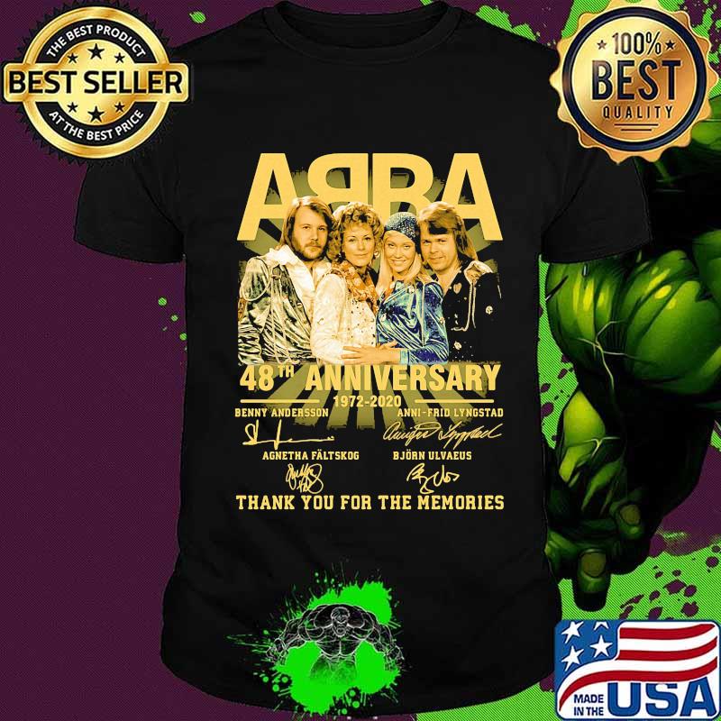 Abba 48th anniversary 1972 2020 thank you for the memories signatures shirt