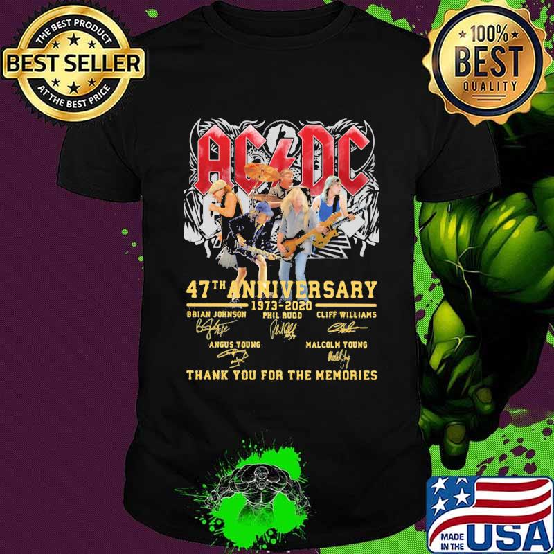 Acdc 47th anniversary 1973 2020 thank you for the memories signatures shirt