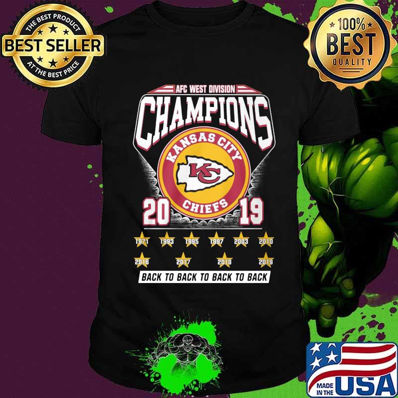 Afc west division champions kansas city chiefs 2019 back to back to back shirt