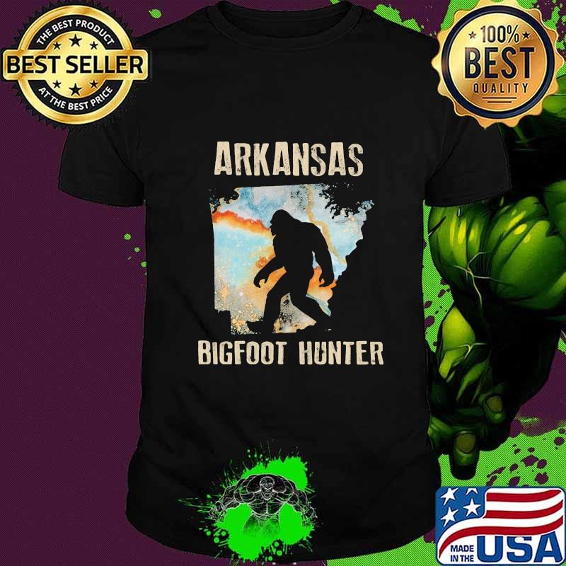 Arkansas bigfoot hunter map sunset shirt
