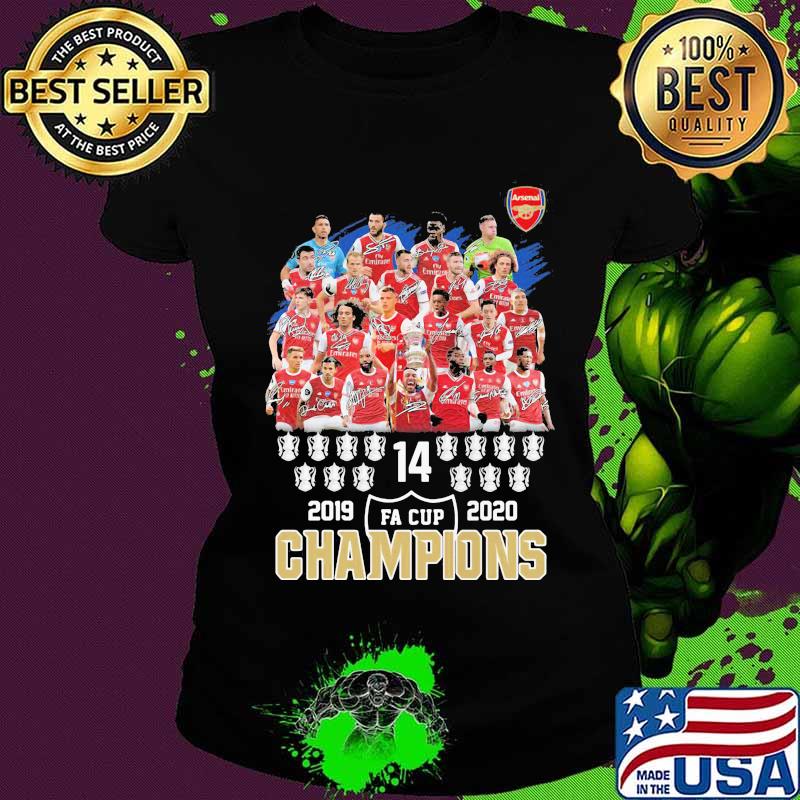 Arsenal football club 2019 2020 fa cup champions signatures s Ladies tee Arsenal football club 2019 2020 fa cup champions signatures s Ladies tee