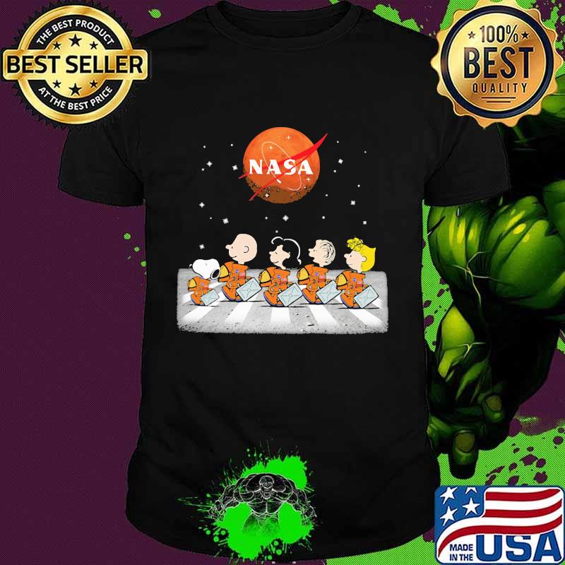 Astronaut the peanuts crossing the line nasa logo shirt