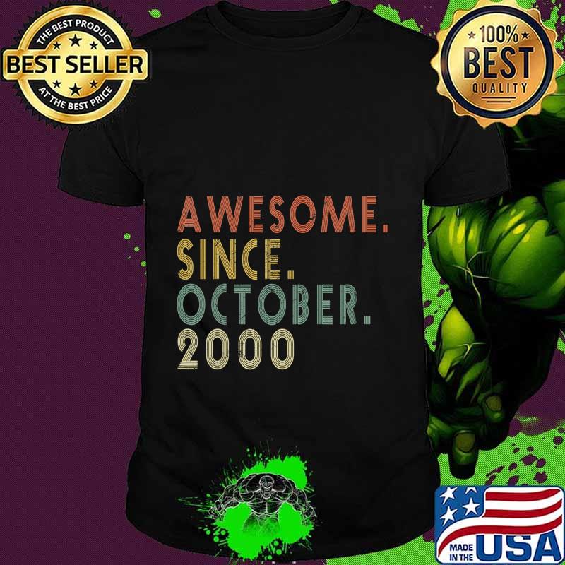 Awesome Since October 2000 Funny 20th Birthday Gift T-Shirt