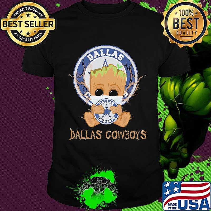 Baby groot mask hug heart dallas cowboys shirt
