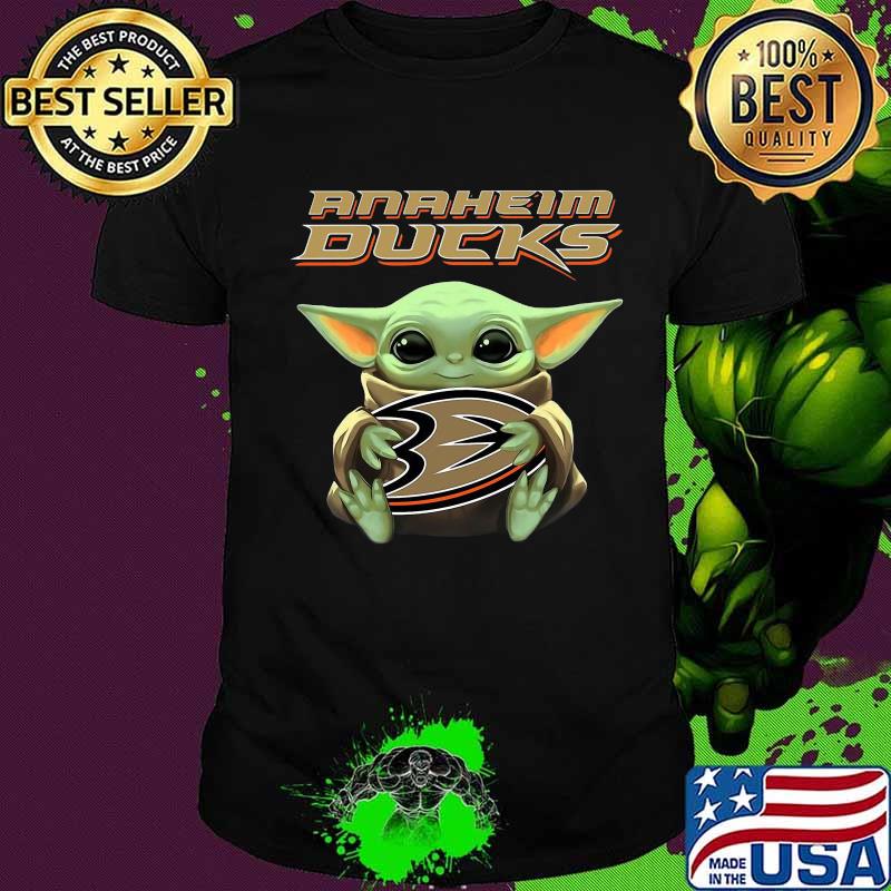 Baby yoda hug anaheim ducks baseball shirt