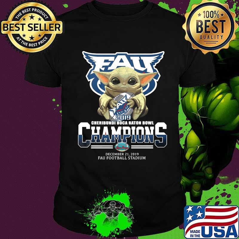 Baby yoda hug fau 2019 cheribundi boca raton bowl champions shirt