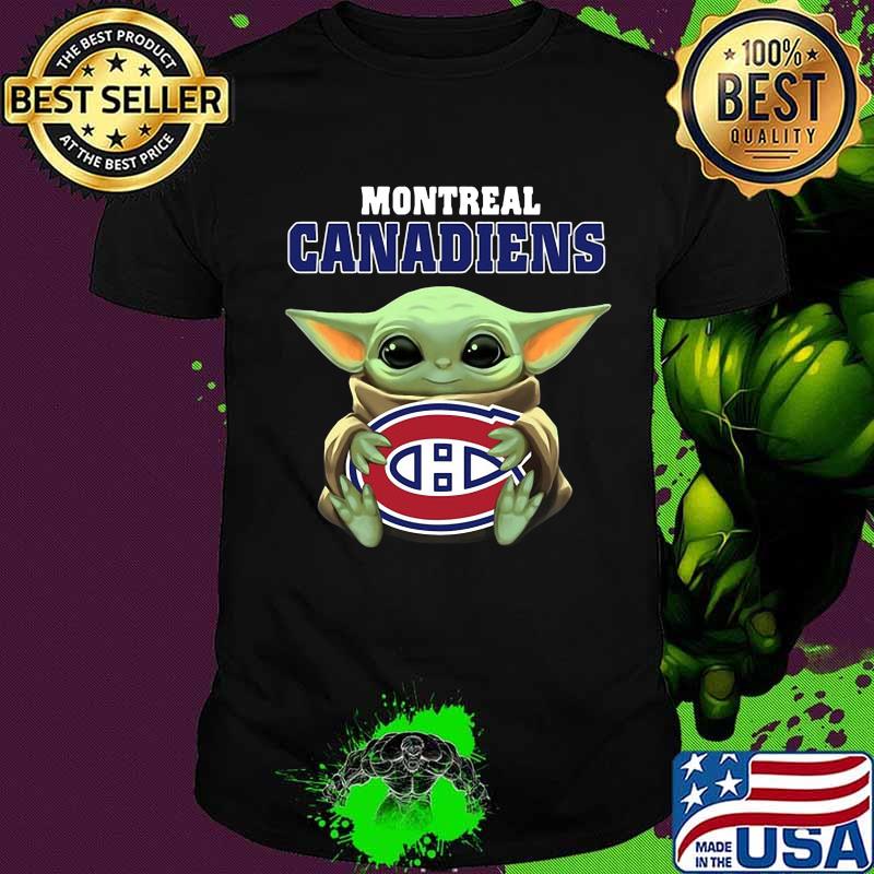 Baby yoda hug montreal canadiens logo shirt