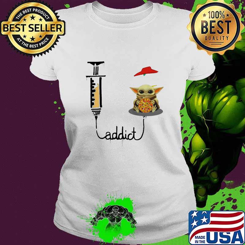 Baby yoda hug pizza hut addict needle s Ladies tee Baby yoda hug pizza hut addict needle s Ladies tee