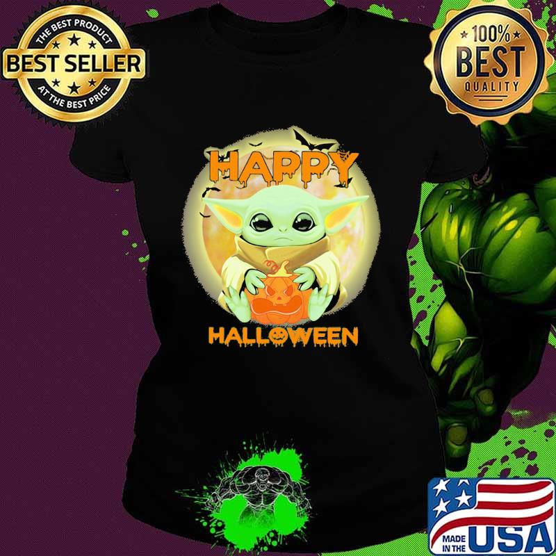 Baby yoda hug pumpkin happy halloween s Ladies tee Baby yoda hug pumpkin happy halloween s Ladies tee