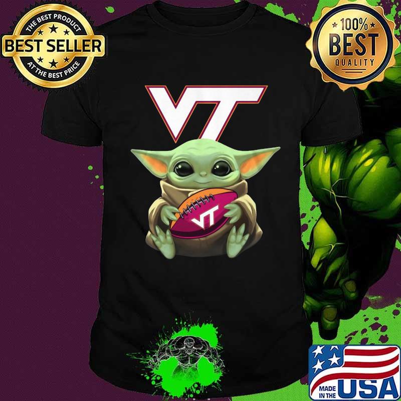 Baby yoda hug virginia tech football shirt