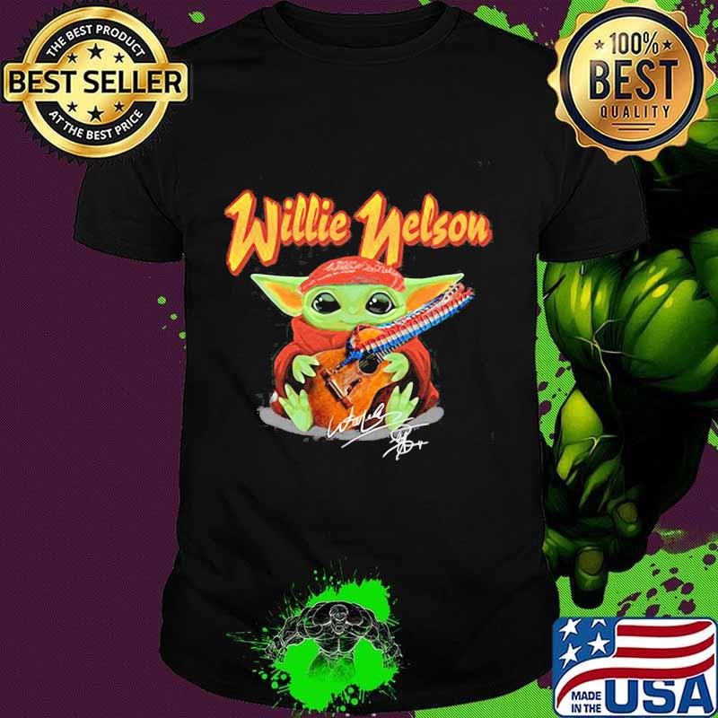Baby Yoda hug Willie Nelson signature shirt