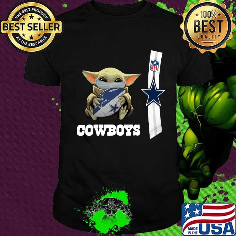Baby yoda mask hug dallas cowboys nfl shirt