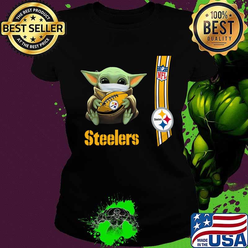 Baby yoda mask hug pittsburgh steelers nfl s Ladies tee Baby yoda mask hug pittsburgh steelers nfl s Ladies tee