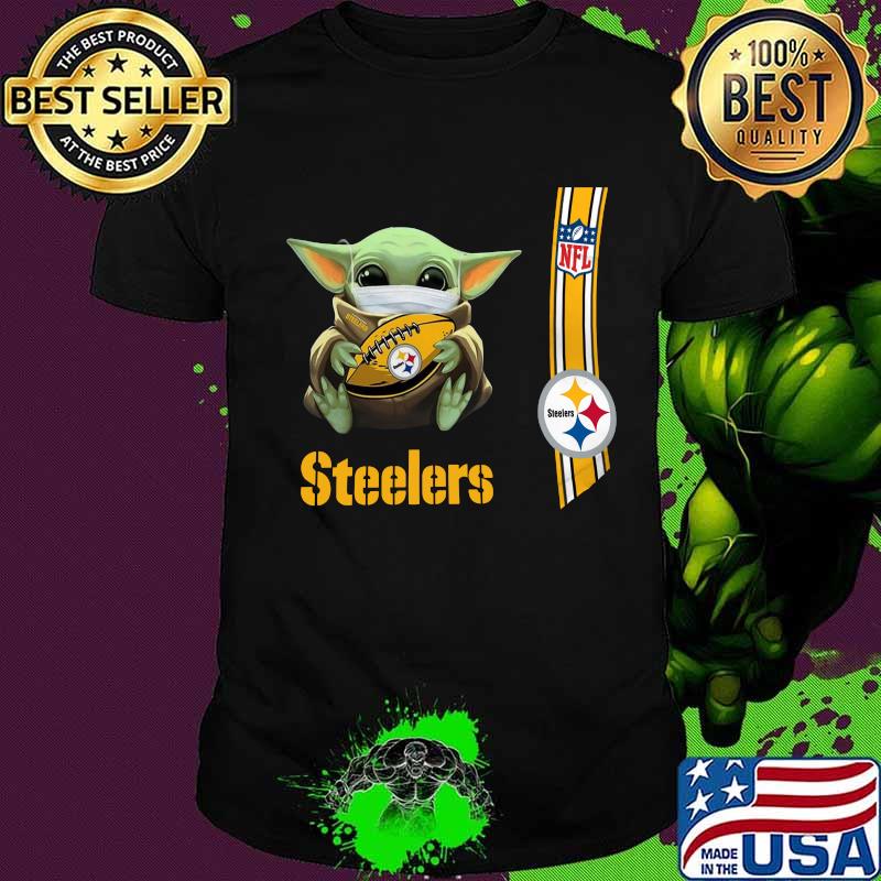Baby yoda mask hug pittsburgh steelers nfl shirt