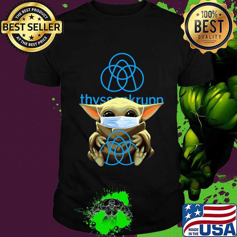 Baby yoda mask hug thyssenkrupp logo shirt