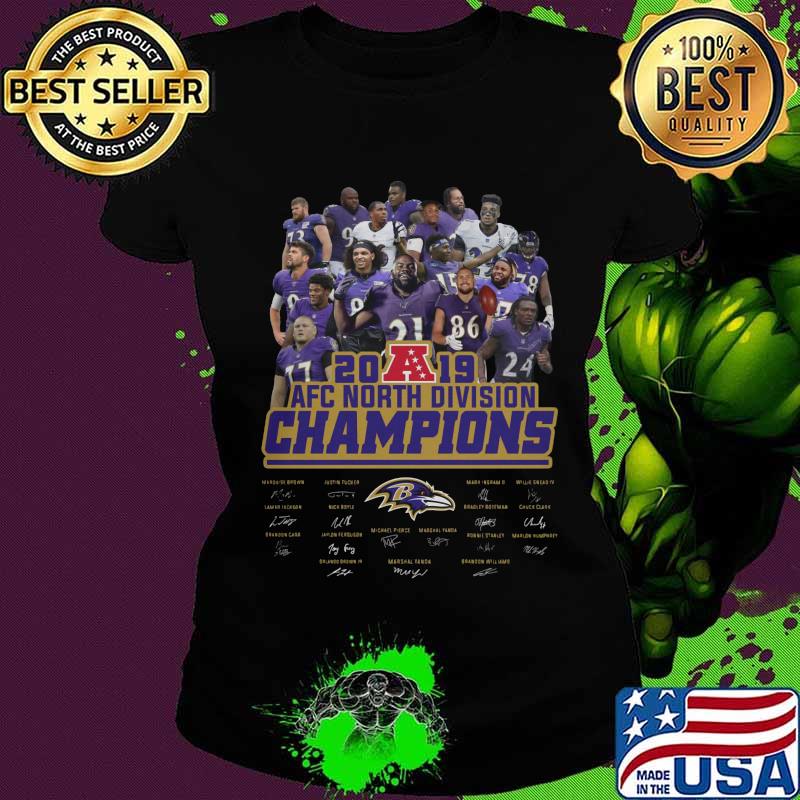 Baltimore ravens football 2019 afc north division champions signatures s Ladies tee Baltimore ravens football 2019 afc north division champions signatures s Ladies tee
