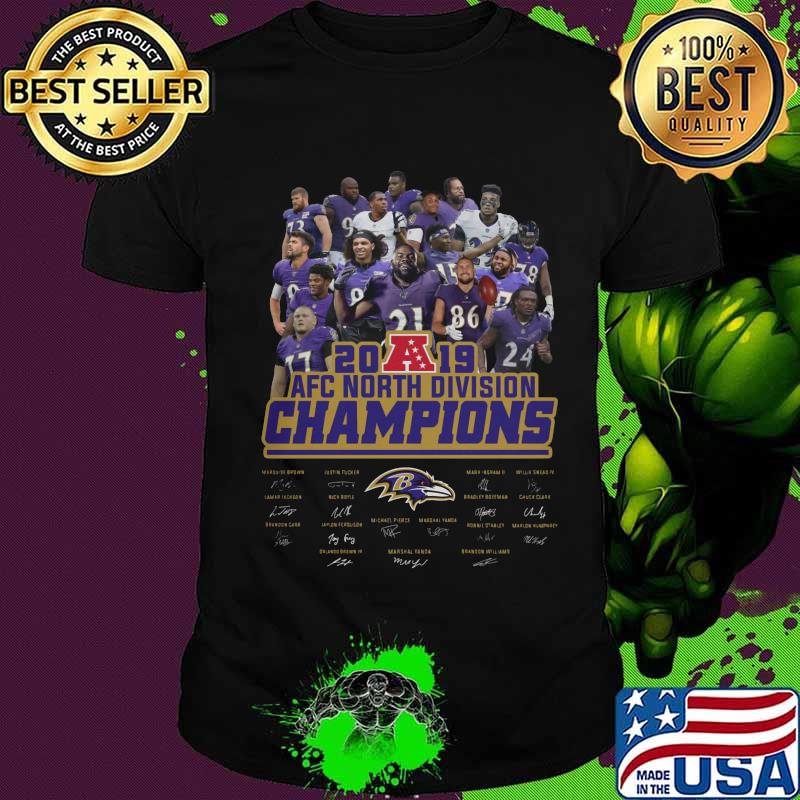 Baltimore ravens football 2019 afc north division champions signatures shirt