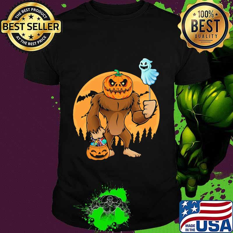 Bigfoot Halloween Pumpkin Head Sasquatch Candy Bucket shirt