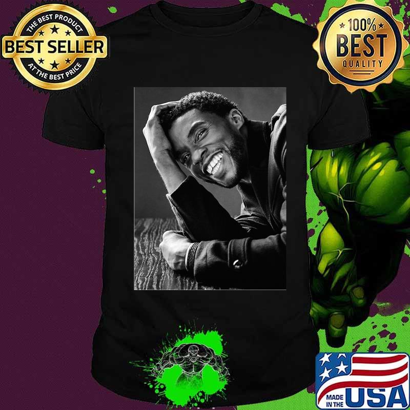 Black panther chadwick Boseman cast smiling picture shirt