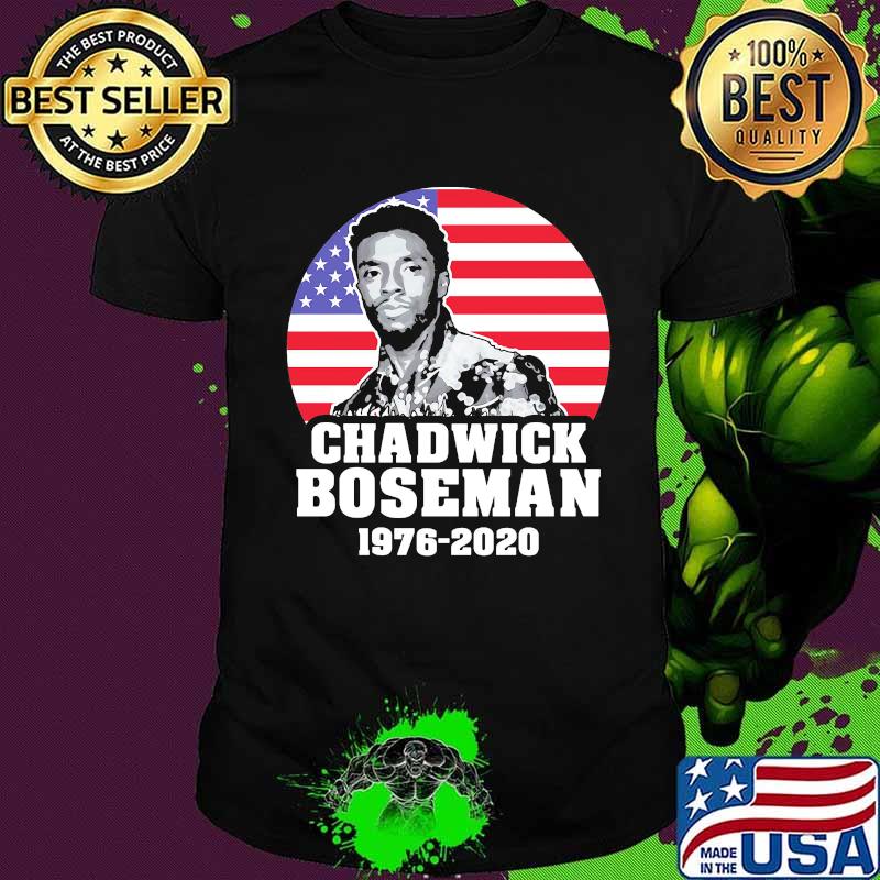 Black panther rip chadwick boseman 1976 2020 american flag shirt
