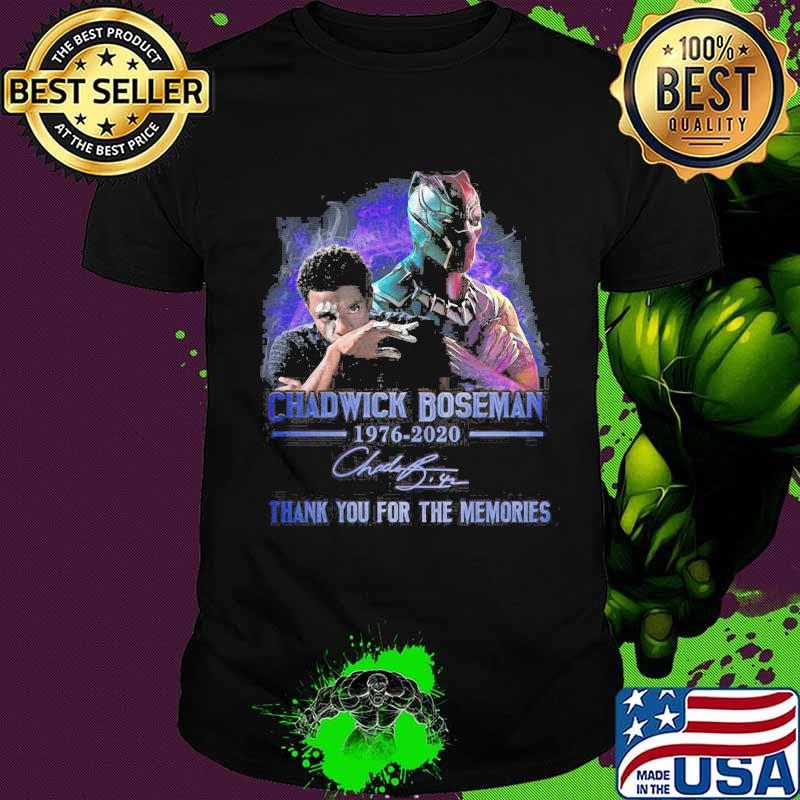 Black panther rip chadwick Boseman 1977 2020 thank you for the memories signature art shirt