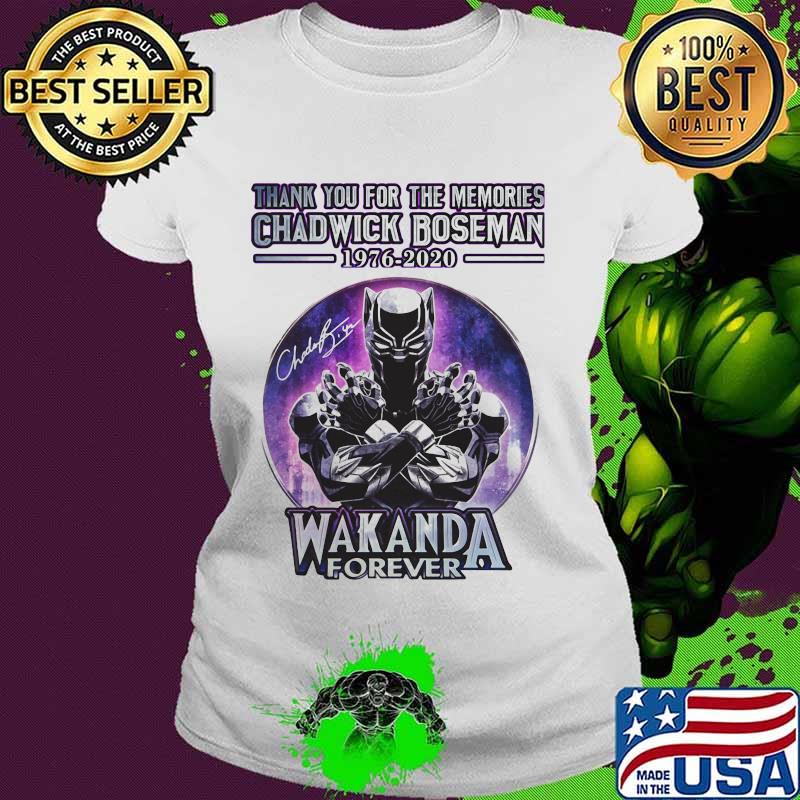 Black panther thank you for the memories chadwick 1976 2020 wakanda forever signature s Ladies tee Black panther thank you for the memories chadwick 1976 2020 wakanda forever signature s Ladies tee
