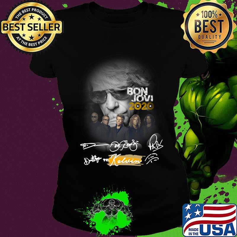 Bon jovi band 2020 to kelvin signatures s Ladies tee Bon jovi band 2020 to kelvin signatures s Ladies tee
