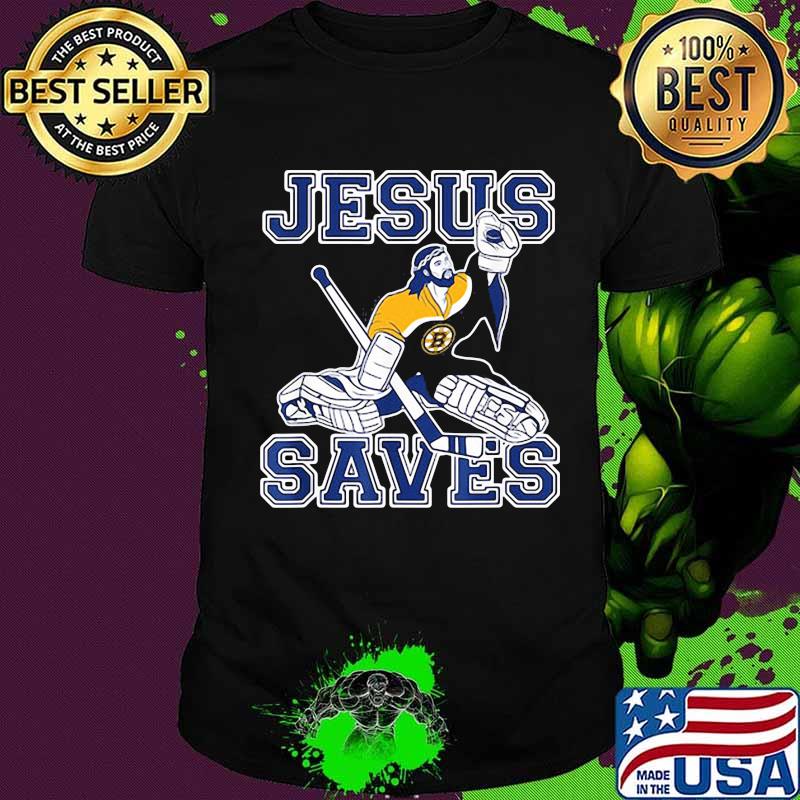 Boston bruins hockey jesus saves shirt