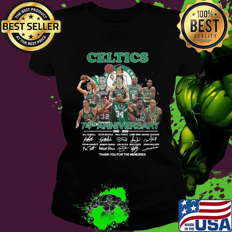 Boston celtics 74th anniversary 1946 2020 thank you for the memories signatures s Ladies tee Boston celtics 74th anniversary 1946 2020 thank you for the memories signatures s Ladies tee