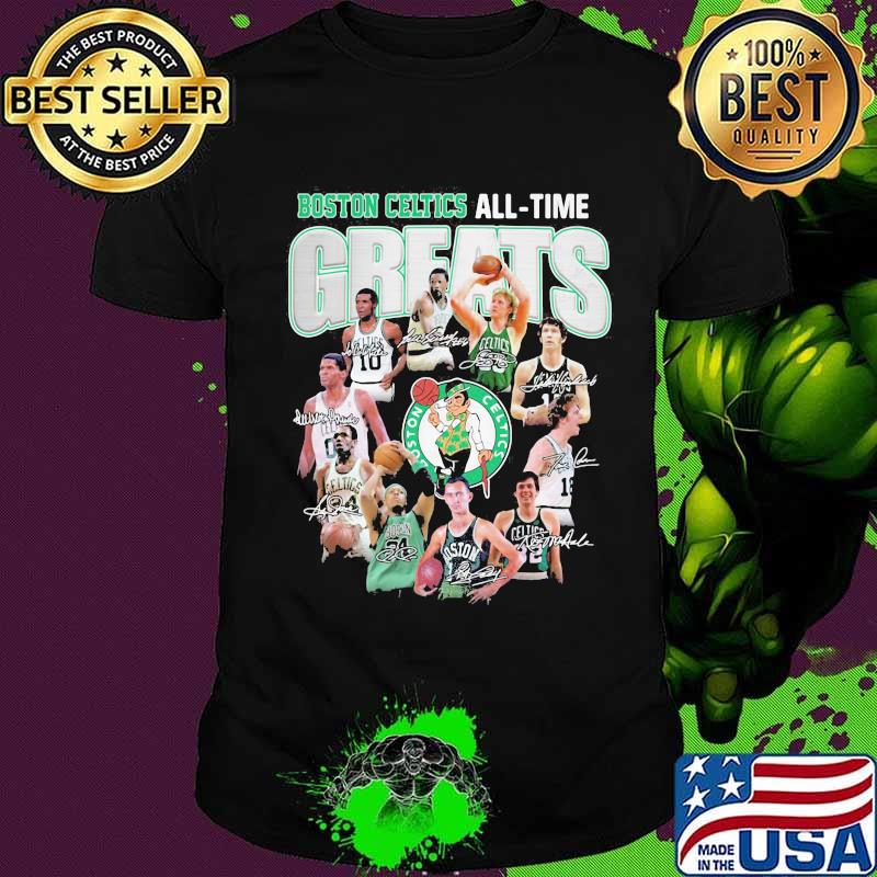 Boston celtics all time greats signatures shirt