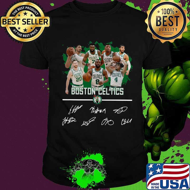 Boston celtics basketball team players signatures shirt