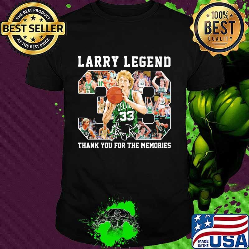 Boston celtics larry legend 33 thank you for the memories signature shirt
