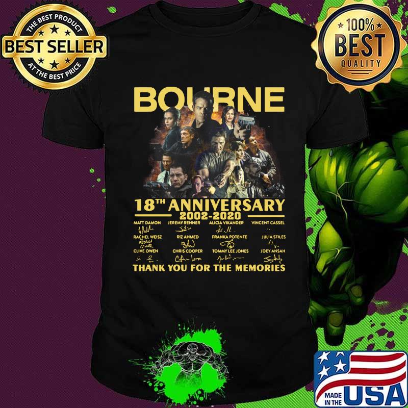 Bourne 18th anniversary 2002 2020 thank you for the memories signatures shirt