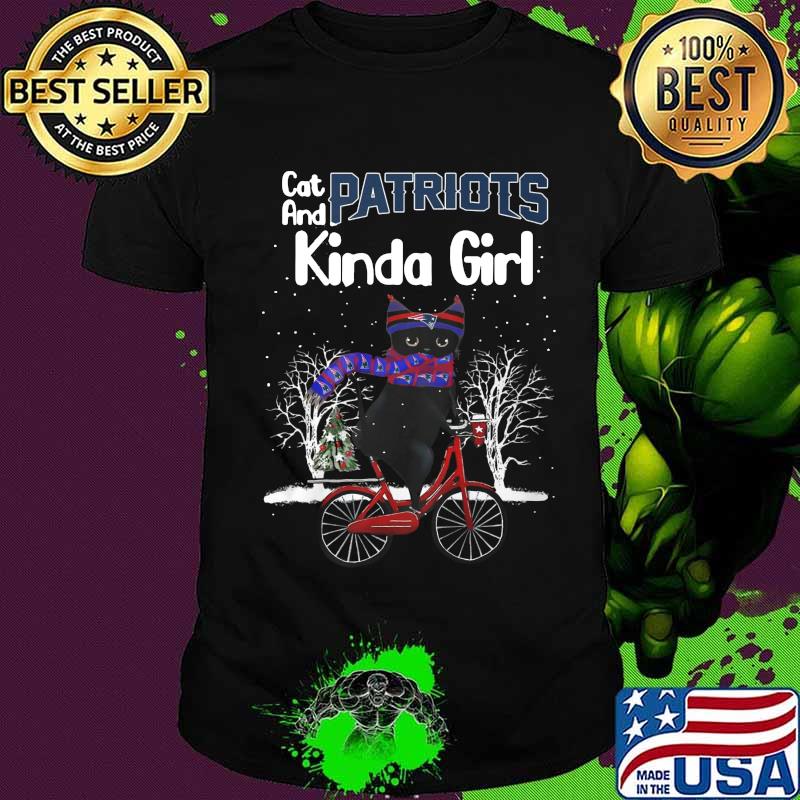 Cat and new england patriots kinda girl christmas shirt