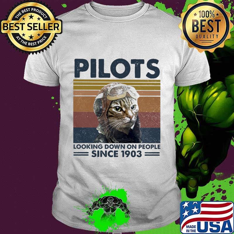 Cat pilots looking down on people since 1903 vintage retro shirt