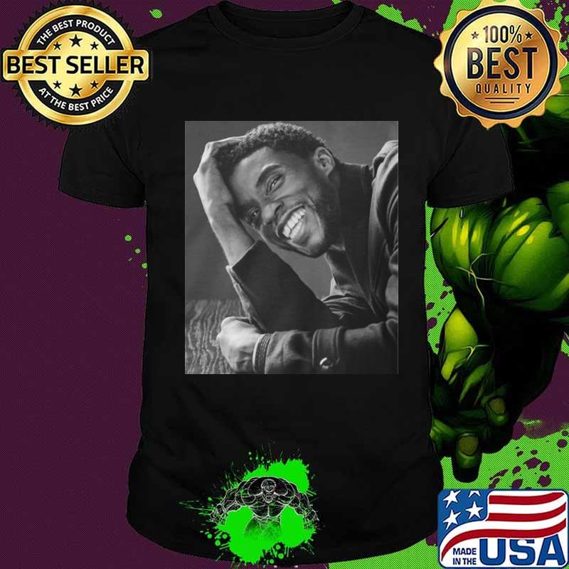 Chadwick boseman rip black panther actor smiling picture shirt