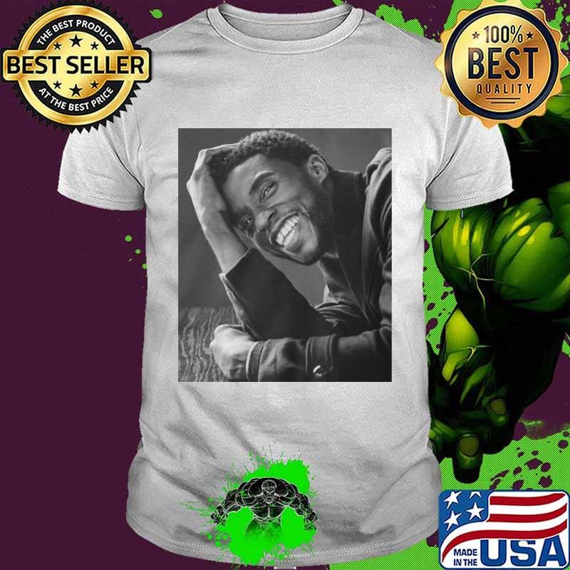 Chadwick rip black panther actor smiling picture shirt