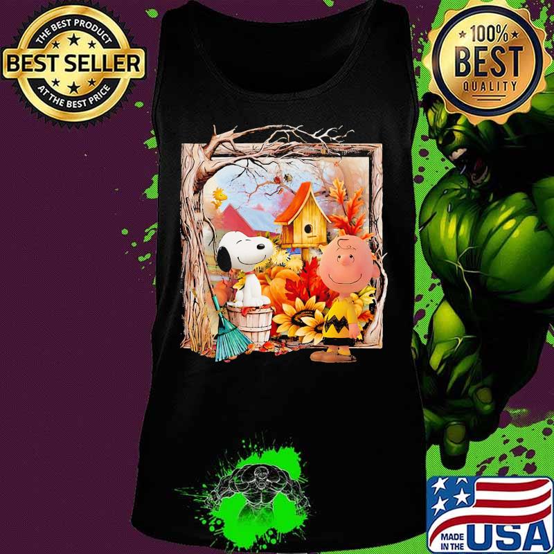 Charlie brown and snoopy fall maple leaves sunflowers s Tank top Charlie brown and snoopy fall maple leaves sunflowers s Tank top