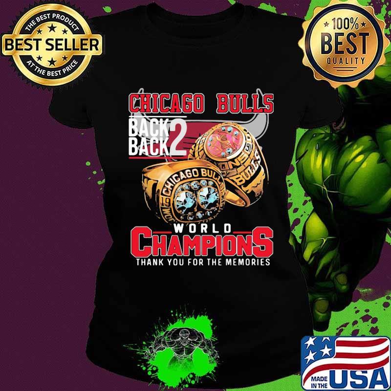 Chicago bulls back 2 back world champions thank you for the memories s Ladies tee Chicago bulls back 2 back world champions thank you for the memories s Ladies tee