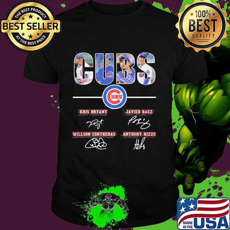 Chicago cubs baseball kris bryant javier baez willson contreras anthony rizzo signatures shirt