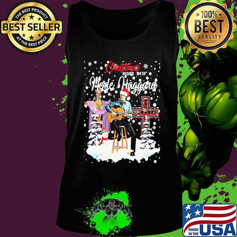 Christmas begins with merle haggard s Tank top Christmas begins with merle haggard s Tank top