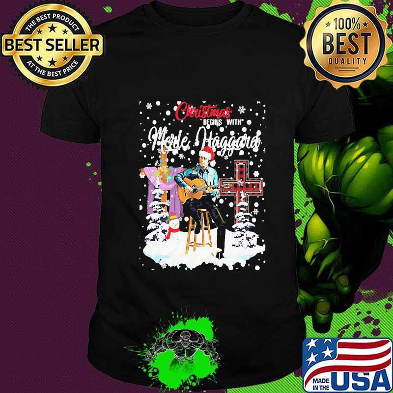 Christmas begins with merle haggard shirt Christmas begins with merle haggard shirt